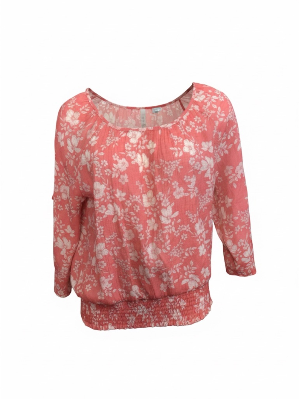 Fred David Coral Floral Peasant Blouse